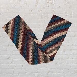 Handmade jewel tones crocheted infinity scarf soft & shimmering